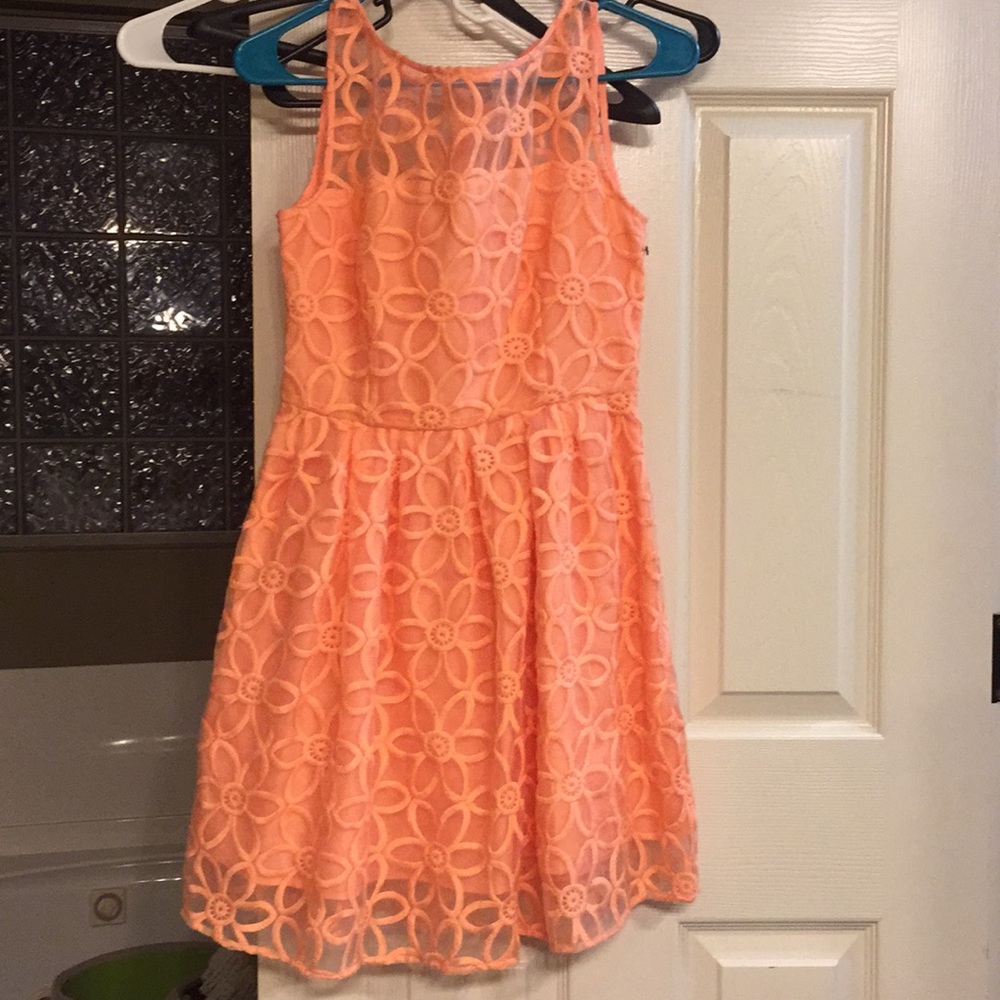 BB Dakota Orange flower embroider sleeveless dress